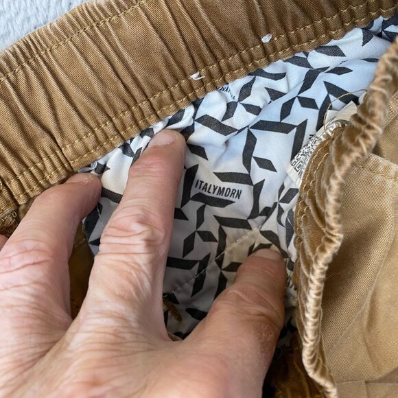 ItalyMorn Sunrise Mens Jogger Pants Small Khaki Cargo Tan Drawstring Tapered - Picture 9 of 15